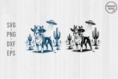 Vintage Boston Terrier Cowboy Retro Western Dog Doxie UFO Product Image 1