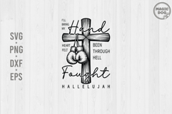 Christian Boxing Cross with Gloves Hallelujah Faith Quote Product Image 1