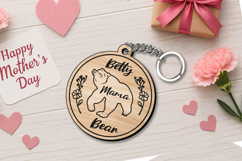 Bear Mama SVG Mothers Day Keychain Flower Gift Laser Present Product Image 2