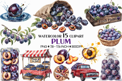 Plum PNG | Watercolor Fruit Clipart Purple Violet Splash Product Image 1