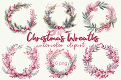 Christmas Wreaths Clipart Watercolor PNG Sublimation Product Image 1