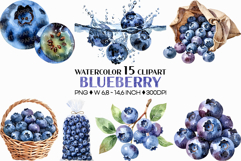 Blueberry PNG | Watercolor Fruit Sweet Juicy Summer Fresh Product Image 1