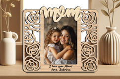SVG Mother Daughter Photo Frame Picture Rose Love Laser Gift Product Image 2