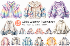 Girl's Winter Sweaters | watercolor clipart cute knit lace Product Image 1