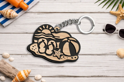 SVG Beach Summer Ball Flip-Flops Keychain Gift Laser Gift Product Image 2