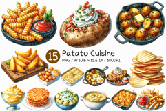 Potato Cuisine | Watercolor Food Clipart Mashed Baked PNG Product Image 1