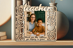 SVG Teacher Rose Student Photo Frame Gift School Laser Kids Product Image 3