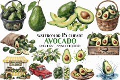 Avocado PNG | Watercolor Fruit Sweet Juicy Summer Fresh Half Product Image 1
