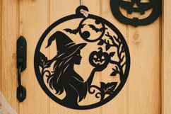 Witch Pumpkin Door Hanger SVG Halloween Welcome Sign Laser Product Image 3