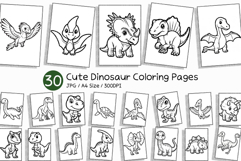 Cute Dinosaur Coloring Pages | kids cartoon line art animal Product Image 1