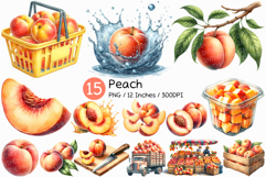 Peach PNG | Watercolor Fruit Summer Fresh Produce Clipart Product Image 1