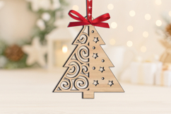 SVG Laser Christmas Half Pattern Tree Ornament Home Decor Product Image 2
