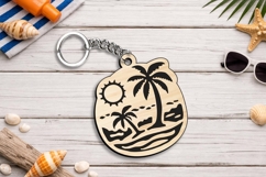 Sunset Beach Keychain Gift SVG Laser Digital Present Item Product Image 2