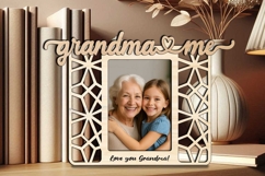 Abstract Grandma and Me SVG Laser Gift Photo Frame Kid Child Product Image 1