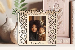 Abstract Mama and Me SVG Photo Frame Laser Mother Gift Child Product Image 1