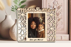 Abstract Mom and Me SVG Photo Frame Laser Gift Mother Day Product Image 1