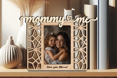 Abstract Mommy and Me SVG Photo Frame Laser Special Gift Kid Product Image 1