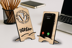 Alphabet Letter V SVG Phone Holder Monogram Fleur-de-lis Product Image 1