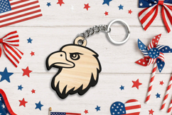 American Eagle Happy 4th of July Keychain Laser SVG Gift Product Image 1
