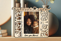Animals Mama and Me SVG Photo Frame Laser Giraffe Hippo Lion Product Image 1