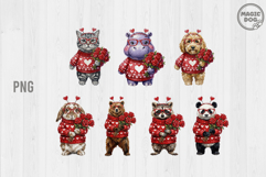 Valentines Animals Heart Hand Painted|Nursery Animals PNG Product Image 1