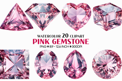 Pink Gemstone | Watercolor ClipArt PNG Jewel Crystal Crystal Product Image 1