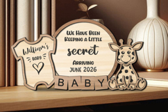 Baby Surprise Announcement Sign Giraffe Onesie SVG Laser Product Image 1