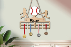 Baseball Man Sport Medal Hanger Display Wall Decor SVG Gift Product Image 1