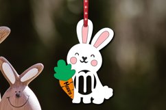 Basket Name Tag Letter M Bunny Easter Ornament Rabbit SVG Product Image 1