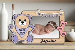 Bear Baby Photo Frame SVG Newborn Picture Sign Gift Board Product Image 1