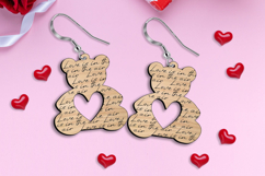 Bears Laser SVG Valenitne Earring Love Gift Romantic Present Product Image 1