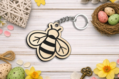 Bee spring Keychain Laser SVG Gift Appreciation Gift Summer Product Image 1