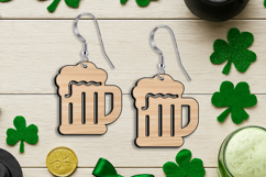 Beer Mug Earrings St Patrick Day SVG Lucky Charm Laser Gift Product Image 1