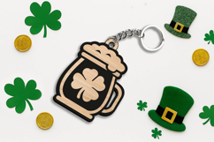 Beer Mug Keychain SVG Laser Lucky Charm Patrick Day Present Product Image 1