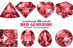 Red Gemstone | Watercolor ClipArt PNG Jewel Crystal Ruby Product Image 1