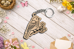 Bird Flower Laser SVG Spring Keychain Gift Present Summer Product Image 1