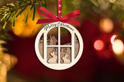 Bunnies Couple Home Merry Christmas Ornament SVG Laser Decor Product Image 1