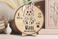 Bunny Baby Announcement Round Board Circle Sign SVG Laser Product Image 1
