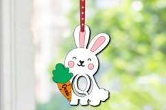 Bunny Easter Name Tag Ornament Letter Q Rabbit SVG Basket Product Image 1