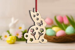 Bunny Flower Easter SVG Laser Ornament Present Rabbit Gift Product Image 1