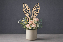 Bunny Flowers SVG Easter Ears Planter Laser Present Rabbits Product Image 1