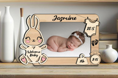 Bunny Laser SVG Baby Photo Newborn Frame Home Decor Sign Product Image 1