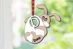 Bunny Letter D SVG Easter Name Basket Tag Ornament Laser Product Image 1