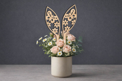 Butterfly Flowers Easter SVG Bunny Ears Planter Laser Rabbit Product Image 1