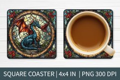Stained Glass Dragon | Square Coaster Sublimation Design Product Image 1