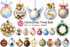 Christmas Tree Ball | Watercolor Ornament Clip art Holiday Product Image 1