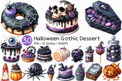 Halloween Gothic Dessert | Watercolor cup Cake donut ice PNG Product Image 1