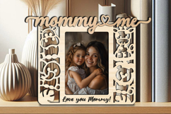 Mommy and Me SVG Photo Frame Laser Animals Leo Hippo Giraffe Product Image 2