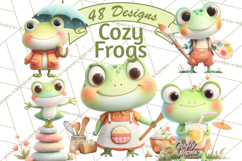 Whimsical Frog Clip Art PNG for Cozy Cottagecore Prints Product Image 1