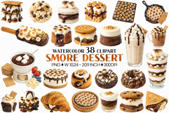 Smores Dessert | Watercolor PNG Chocolate Marshmallow Bakery Product Image 1